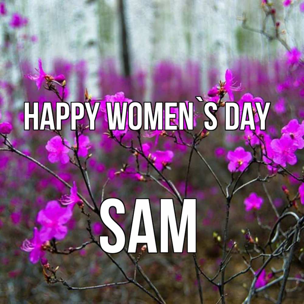 Greetings card с именем, Sam happy women`s day дикие цветы Greetings with text for free download 